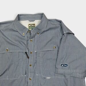 Drake Waterfowl Systems Mens Blue Micro Check Short Sleeve Fishing Shirt 2XL